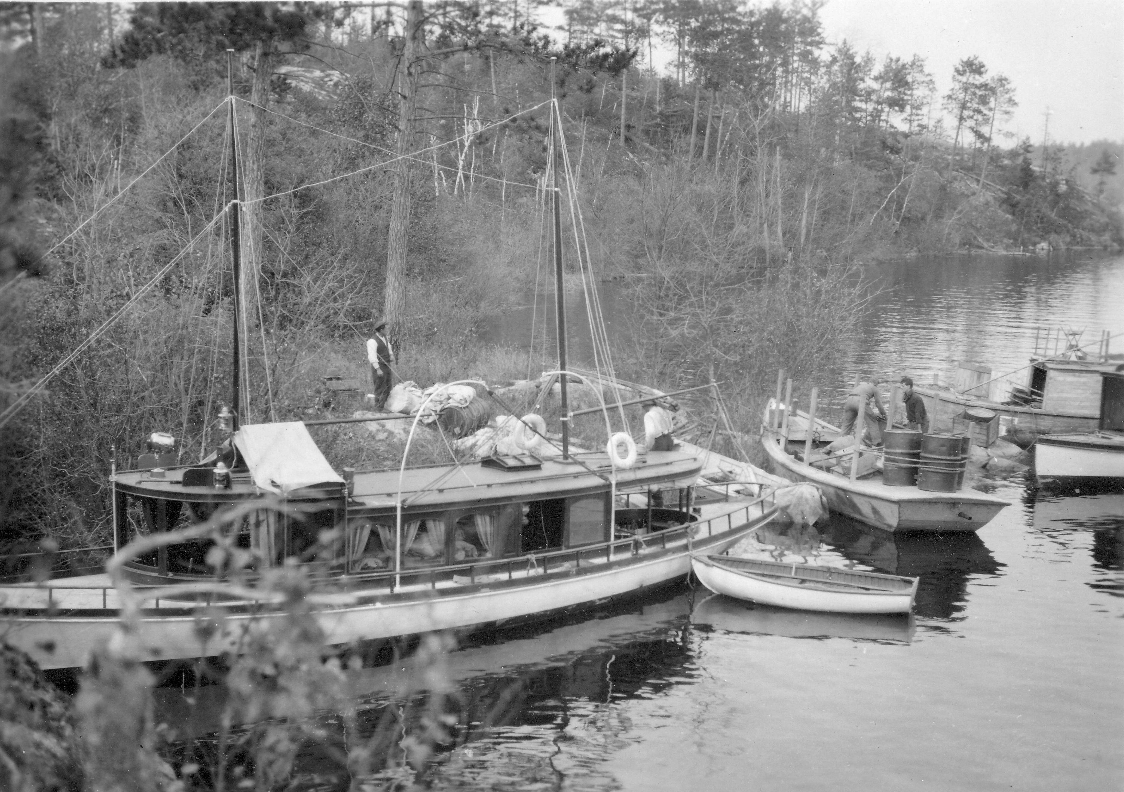 photo of survey vessels on the banks of a river
