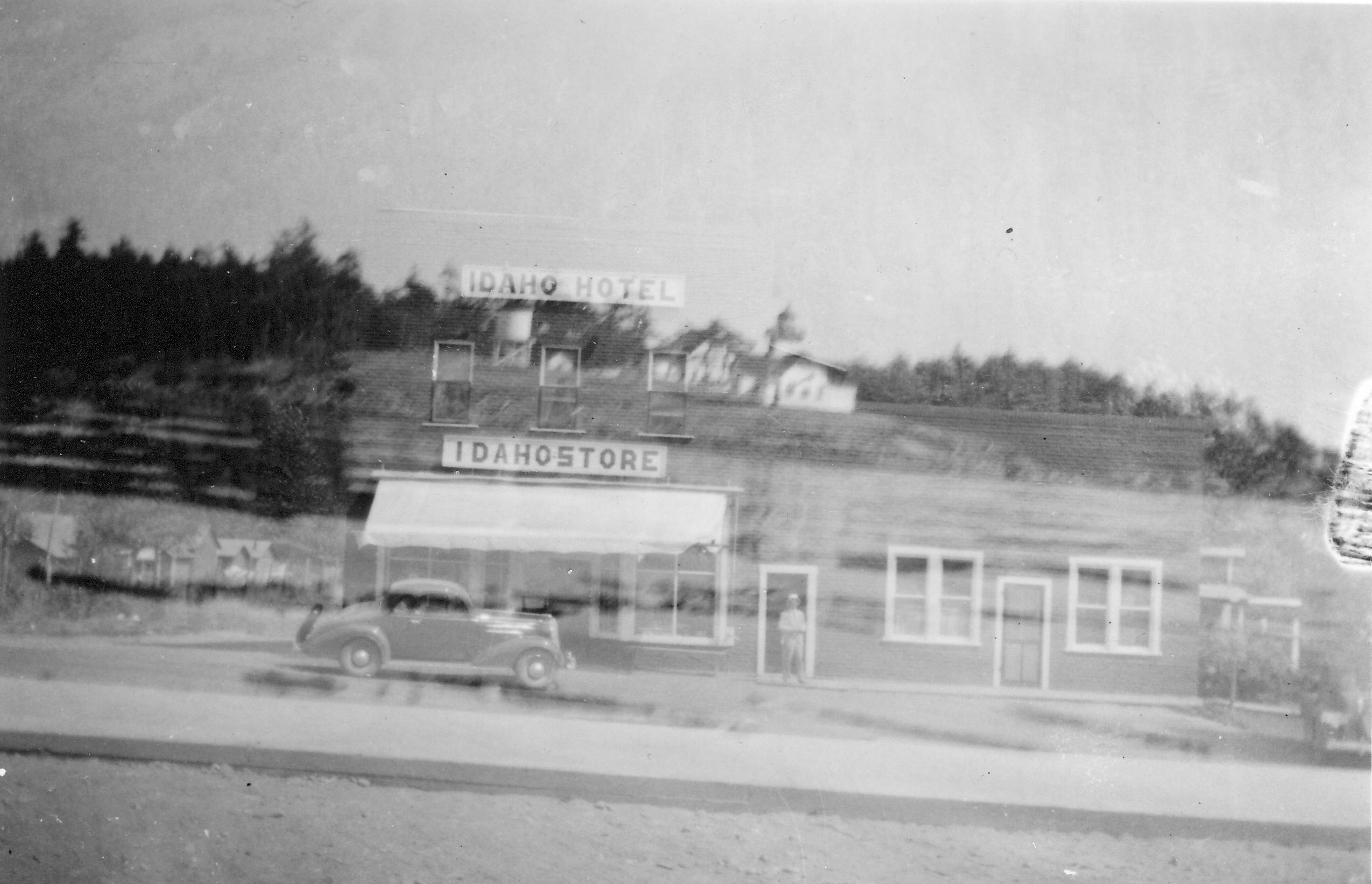 76-BS-TR-1936-9 Double Exposure of Idaho Hotel and Store, 1936