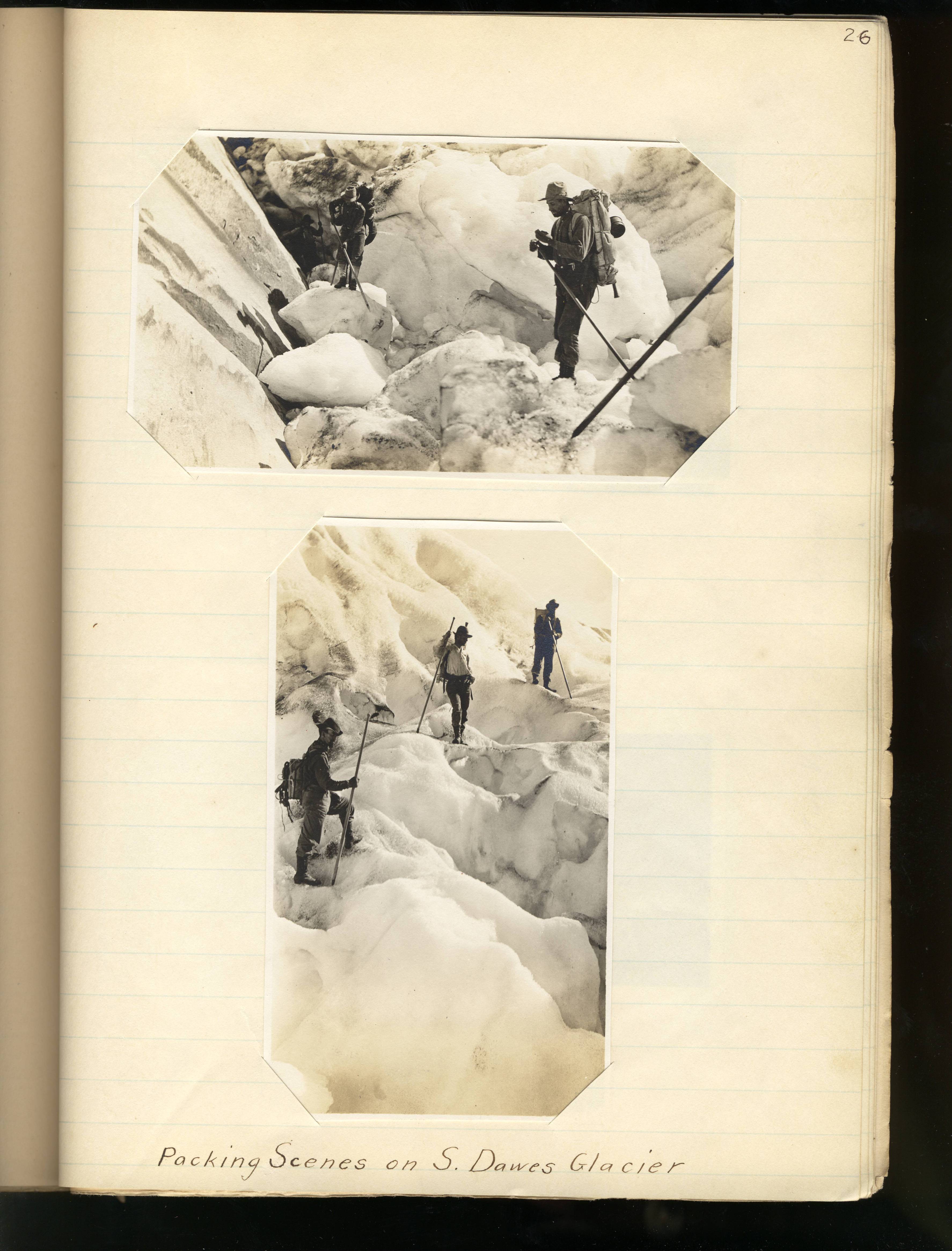 photos of a survey party on a glacier