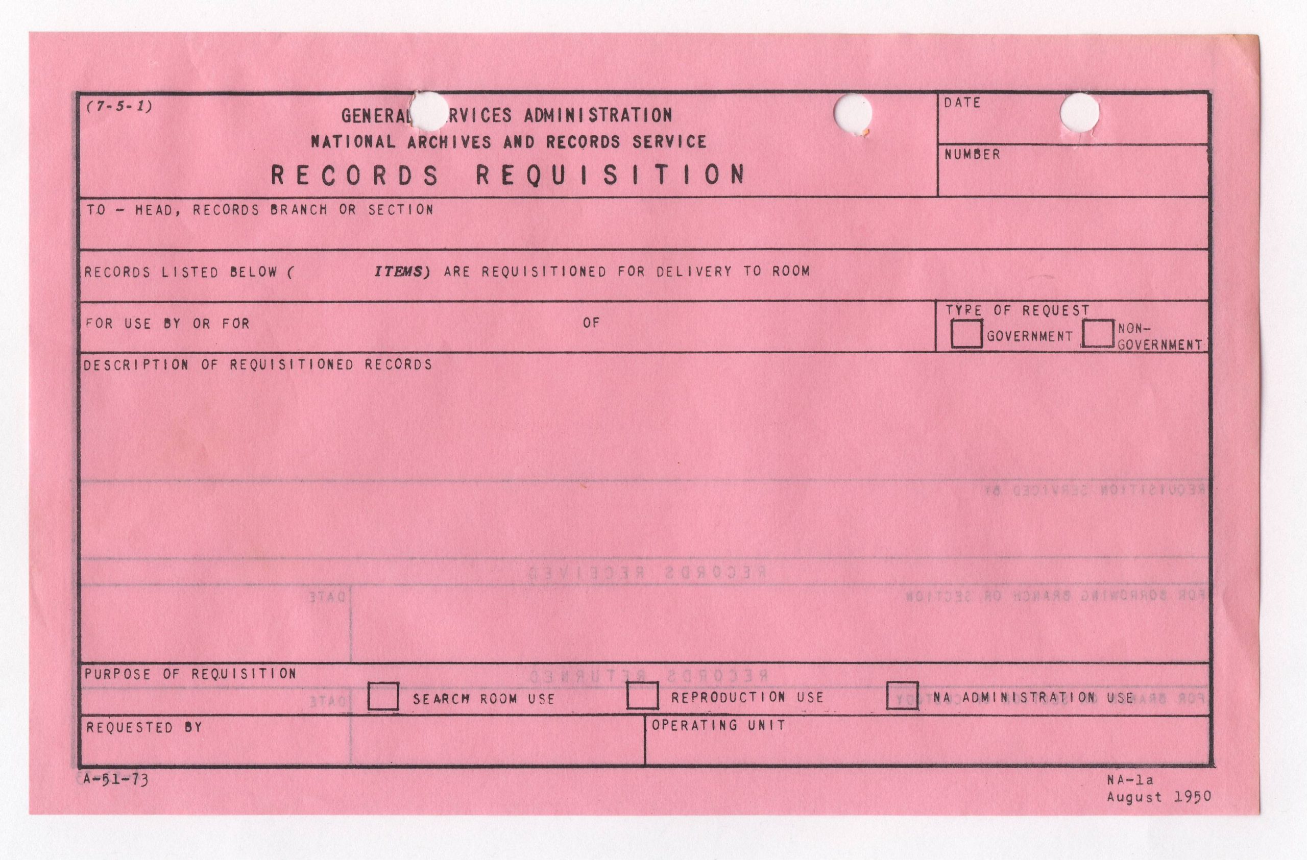 Form NA-1a, Aug. 1950 (1) – The Text Message