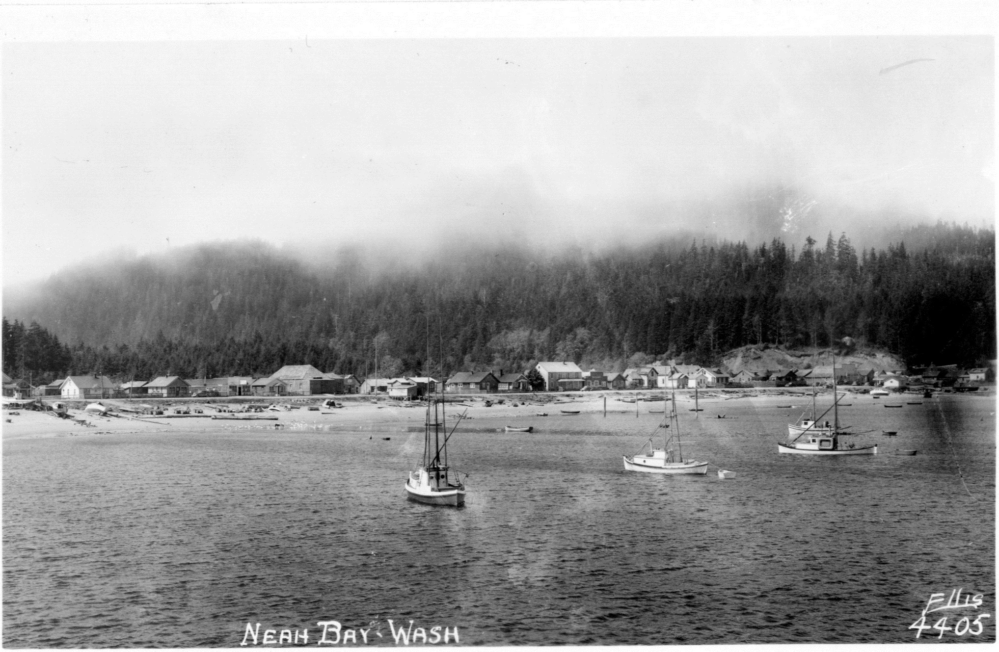 A photo postcard of Neah Bay, ca. 1950.