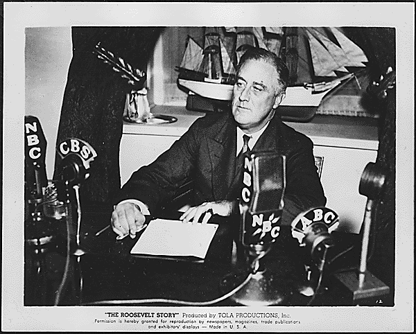 Franklin D. Roosevelt having a fireside chat in Washington, D.C