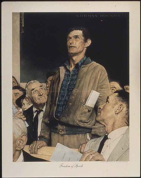 Poster "Freedom of Speech" by Norman Rockwell