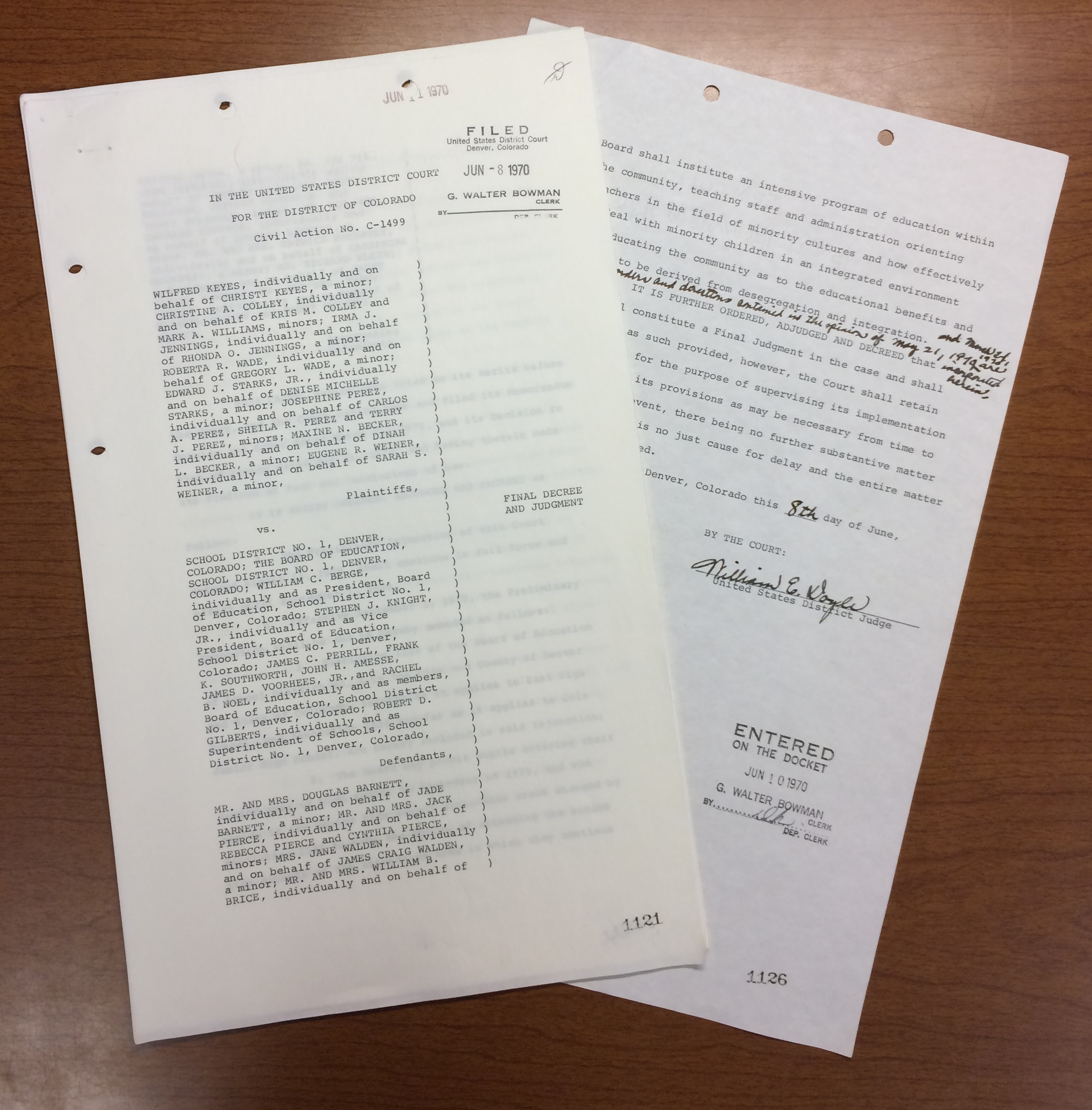 Image of documents from the Final Decree and Judgement signed by Judge Doyle.