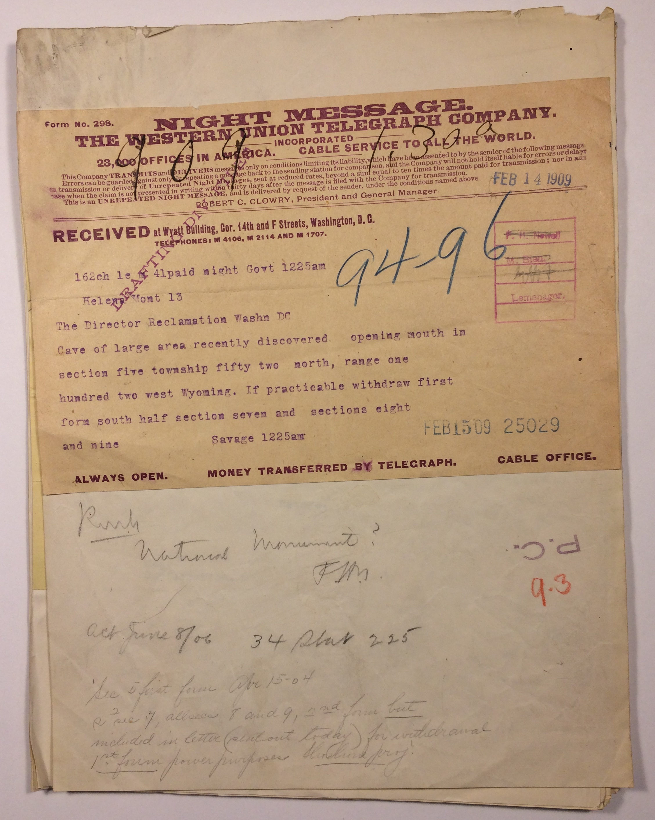 Image of Feb. 14 Telegram