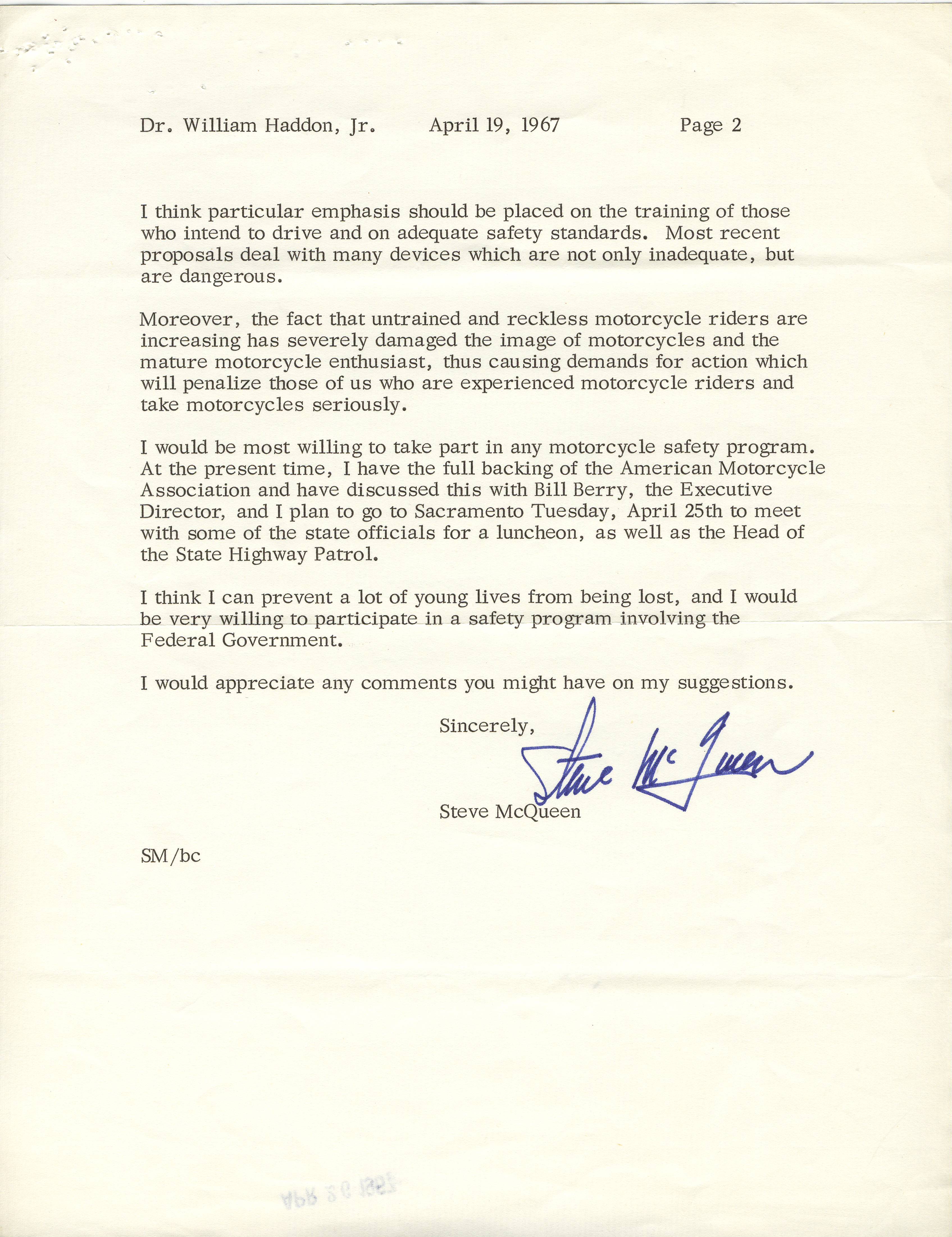 Steve McQueen Letter 2
