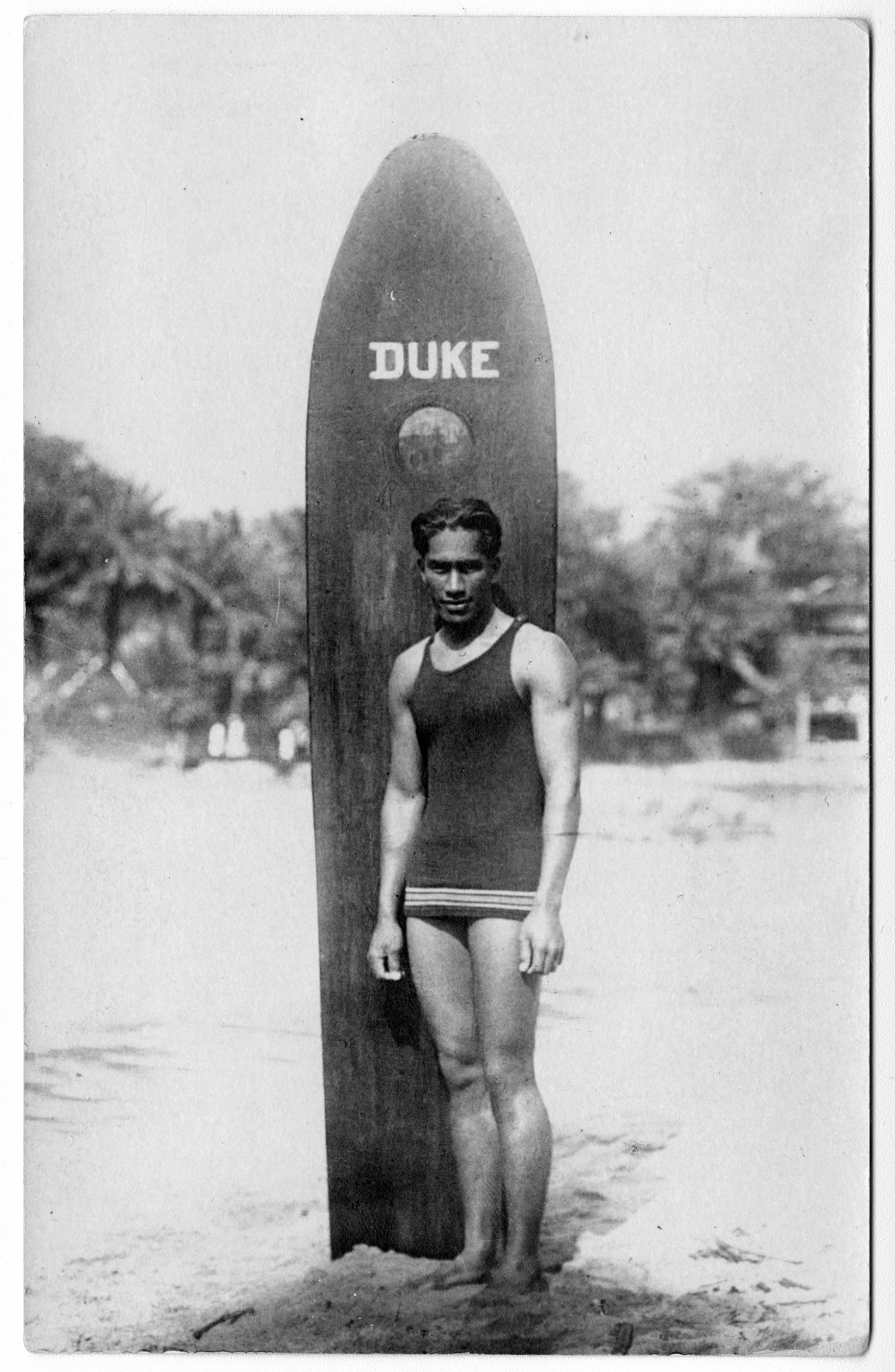 Image of Duke Kahanamoku with surfboard