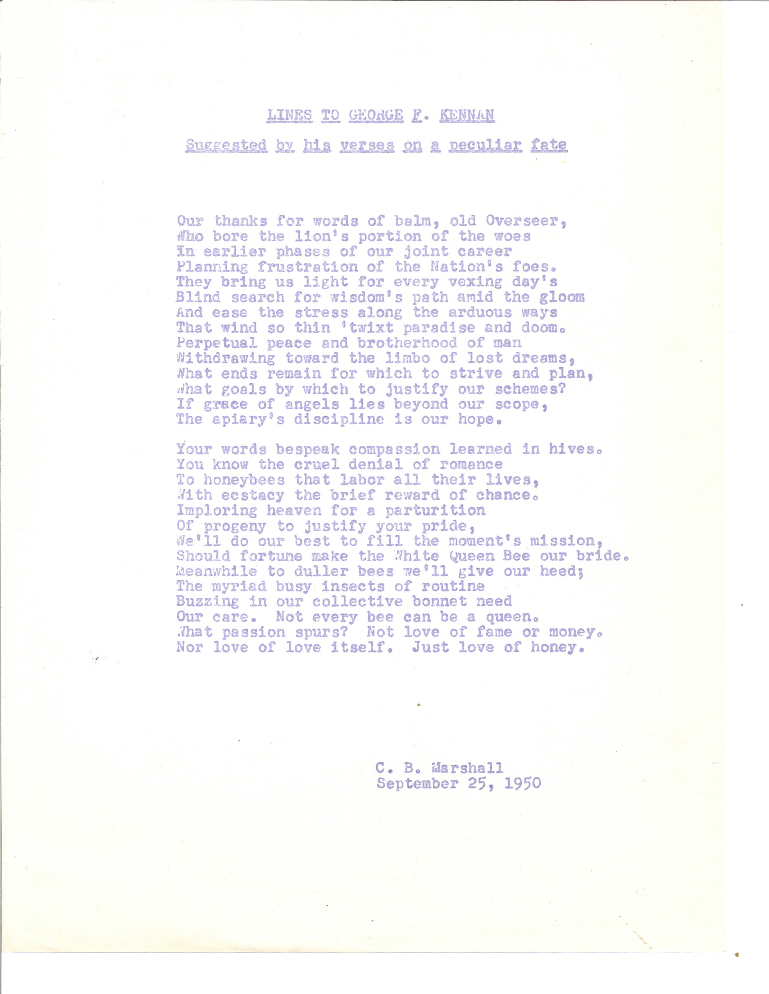 Response verse from Charles Marshall