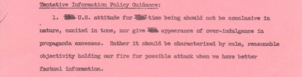 advises that US attitude from news of the speech should be reasonable and objective