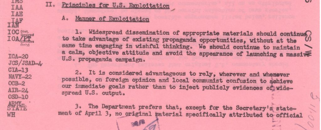 advises to project an objective attitude to the speech rather than appearing to launch a large US propaganda campaign